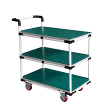 2020 Aluminium Industrial Trolley Handpush Tote Cart 3 layers